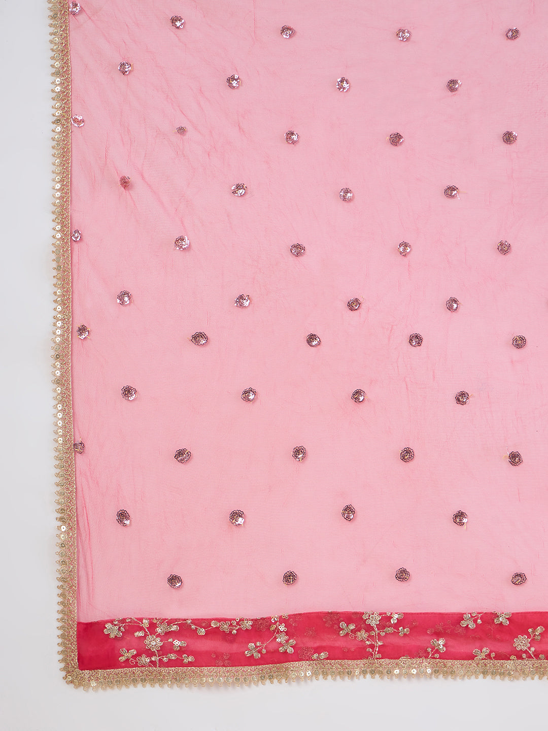 Floral Embroidered Gathered Tiered Georgette Maxi Ethnic Dress With Dupatta