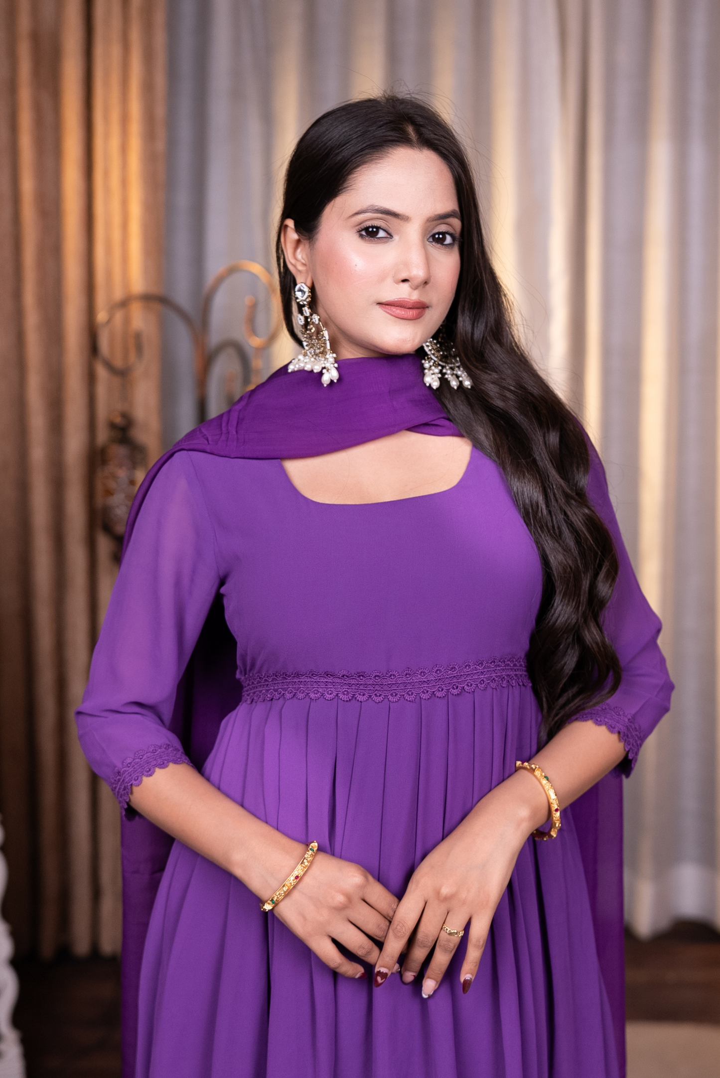 Anarkali kurta with pant and dupatta