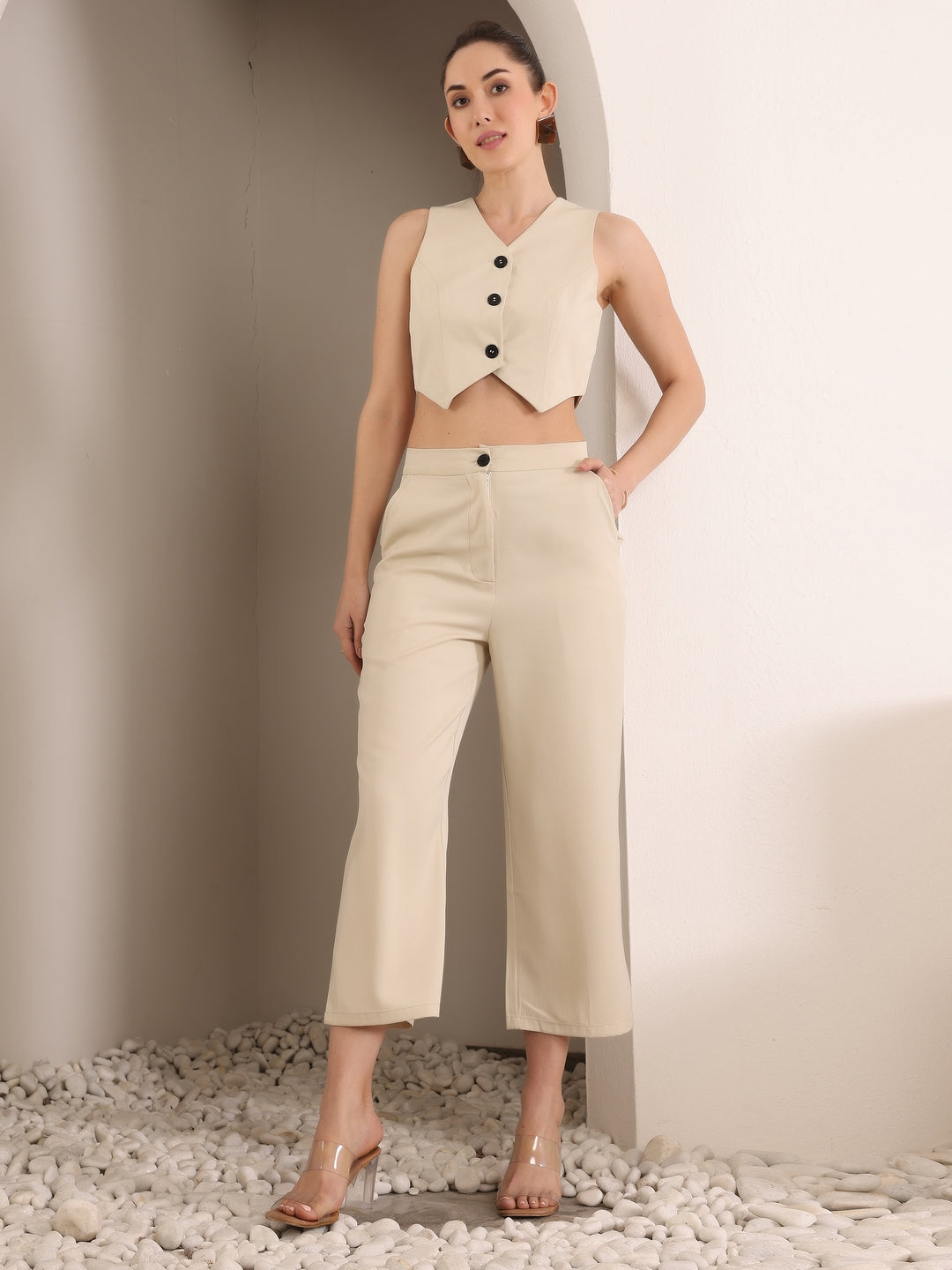 V Neck Waistcoat With Trousers