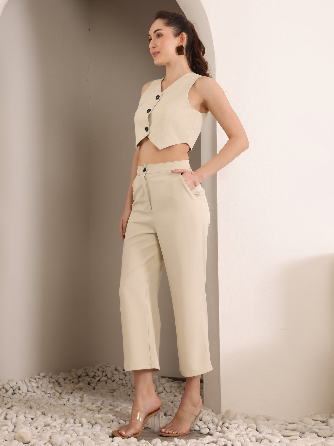 V Neck Waistcoat With Trousers