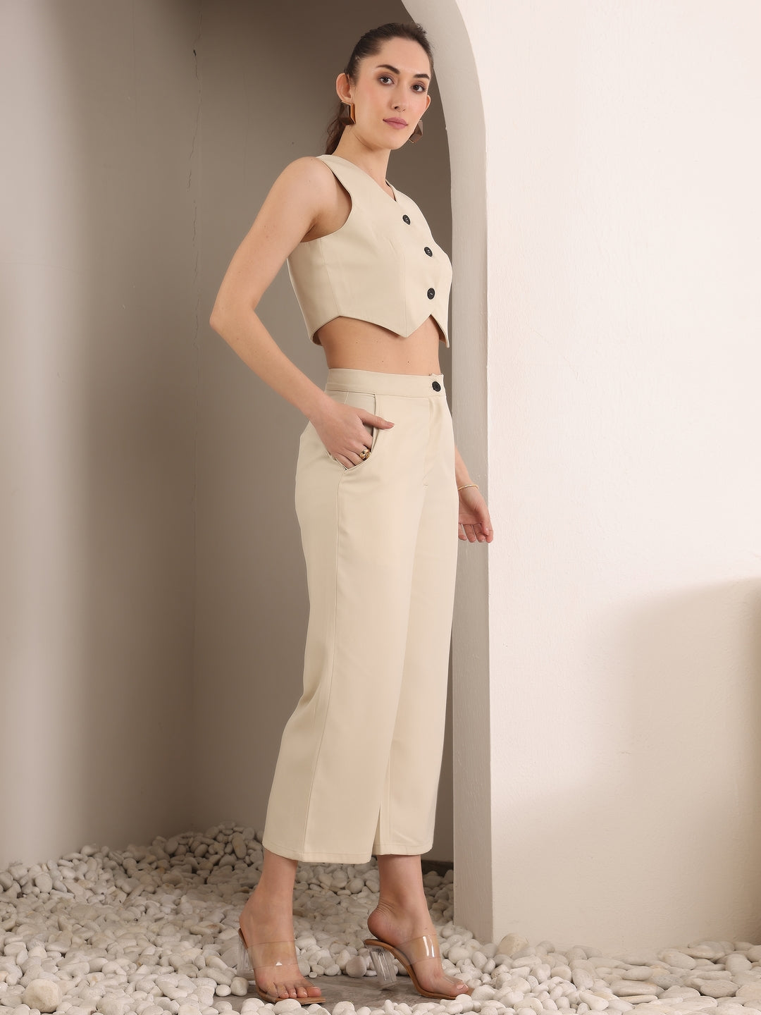 V Neck Waistcoat With Trousers