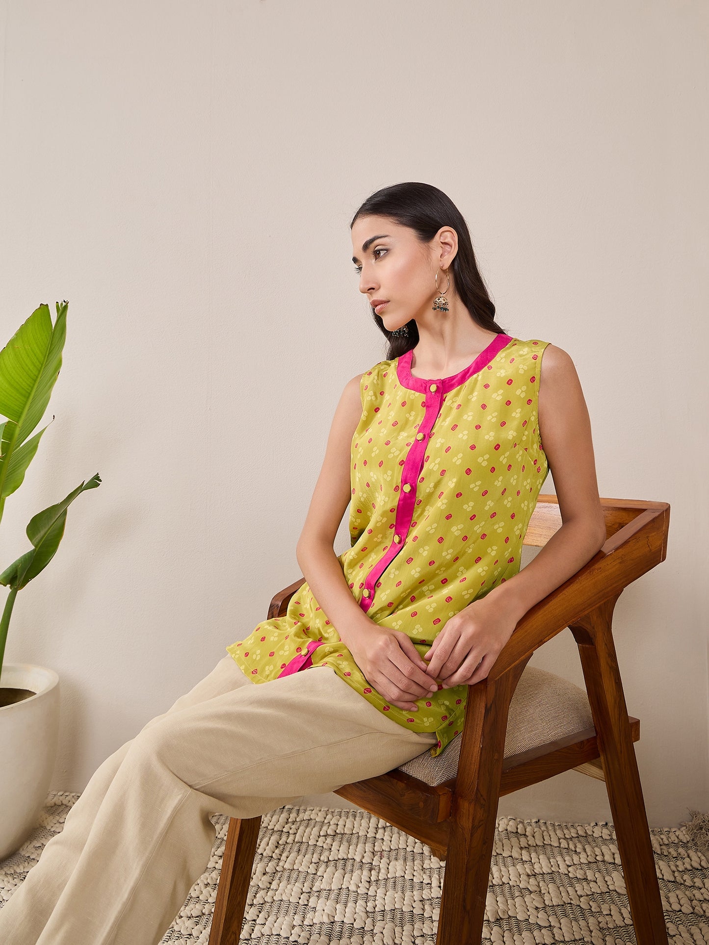 Bandhani Printed Panelled Kurti