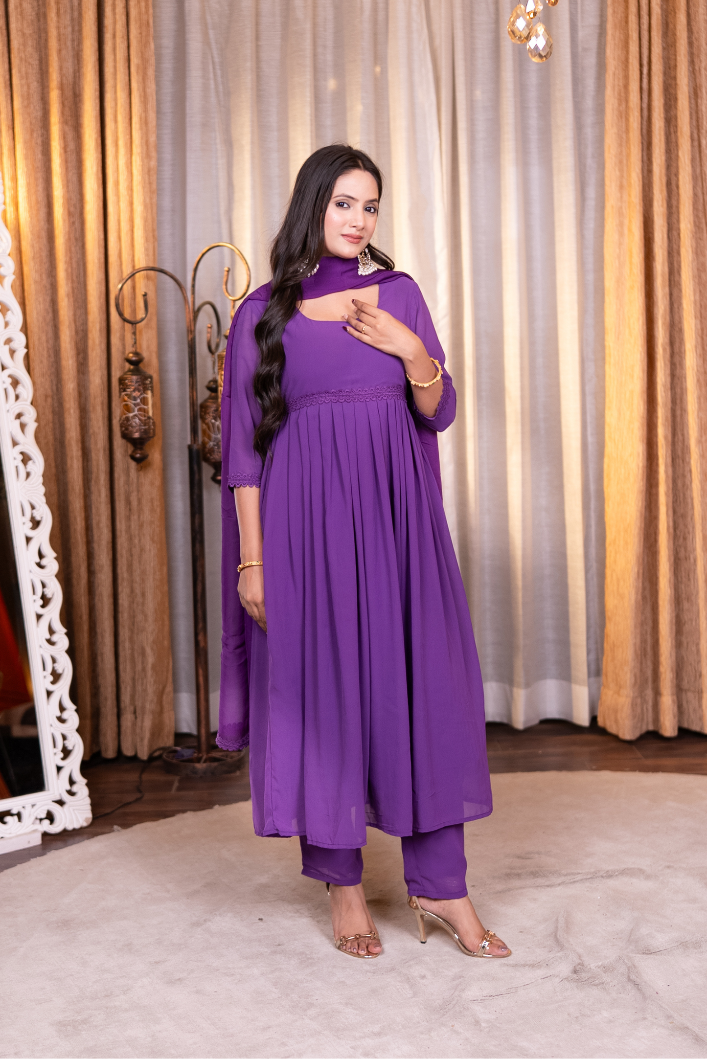 Anarkali kurta with pant and dupatta