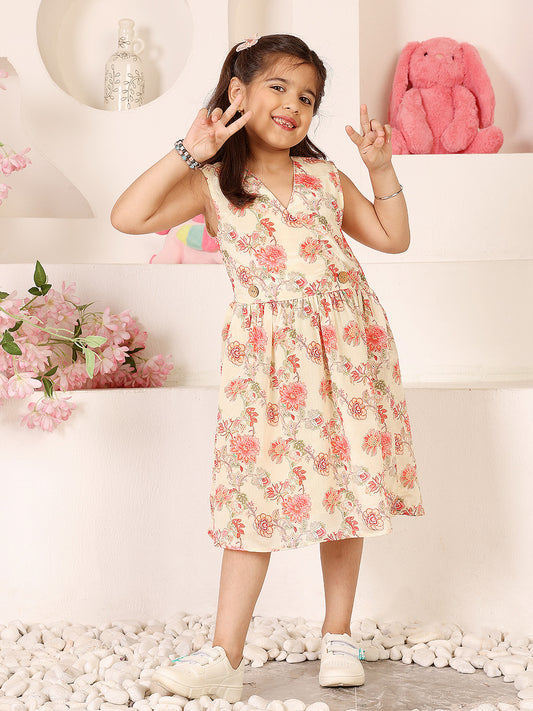 Girls Floral Print Fit & Flare Dress