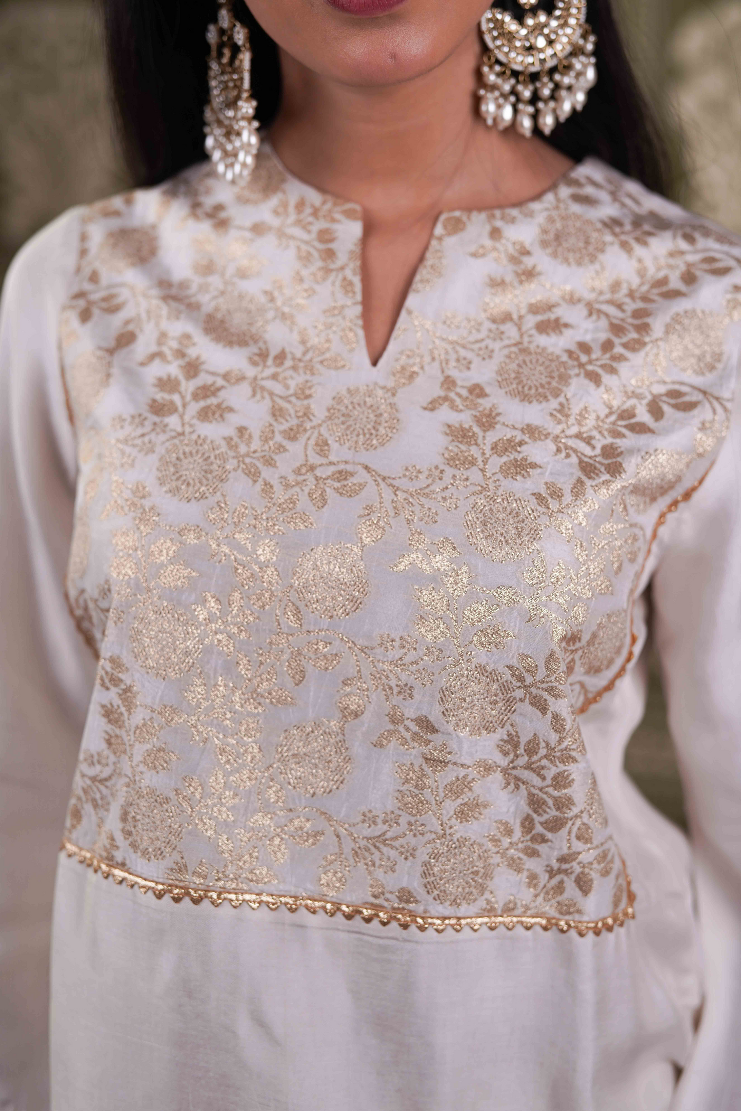 Brocade short kurta with dhoti pants