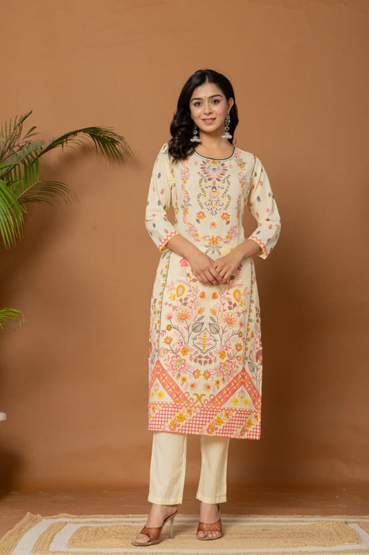 Women Floral Printed Regular Pure Cotton Kurta with Trousers & Dupatta