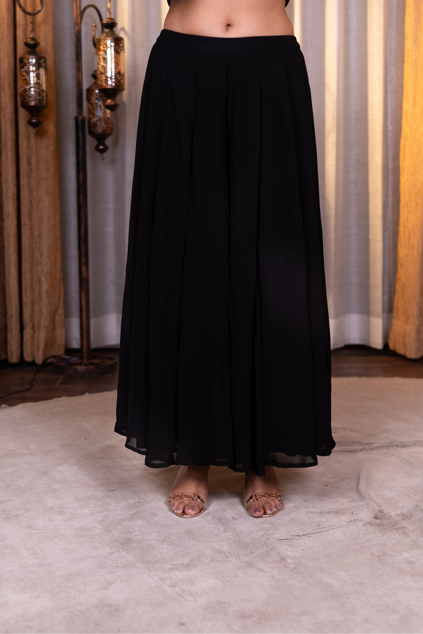 Mirror and sequins work kurta set with palazzo and dupatta