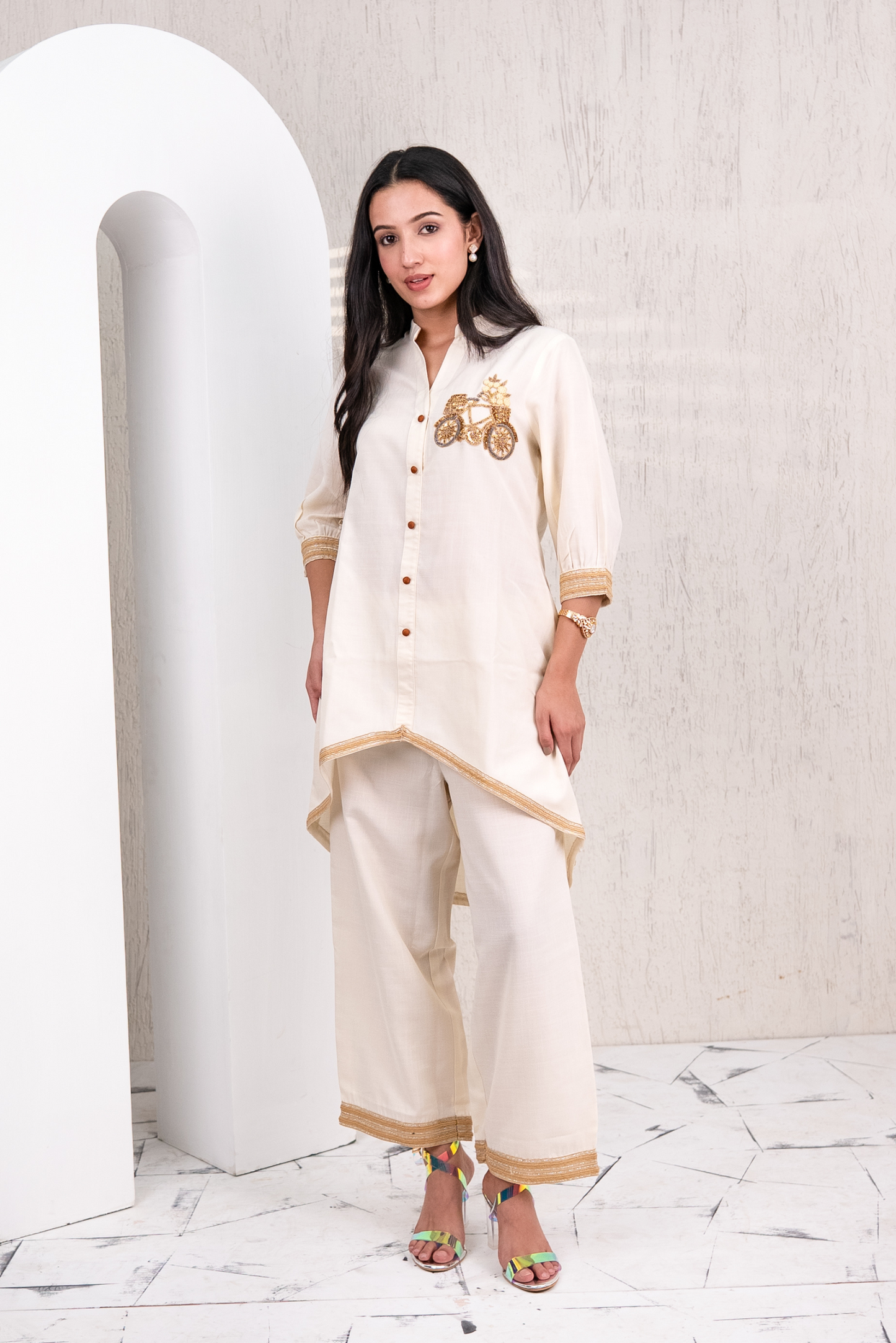 Embroiderd Beige Co-Ords Set
