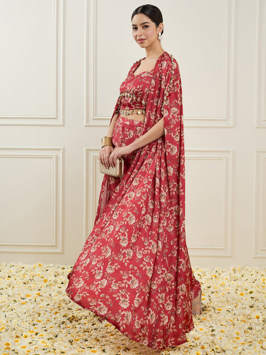 Printed Top & Palazzo With Shrug Co-Ords