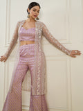 Woven Design Scoop Neck Sleeveless Brocade Co-Ord Set