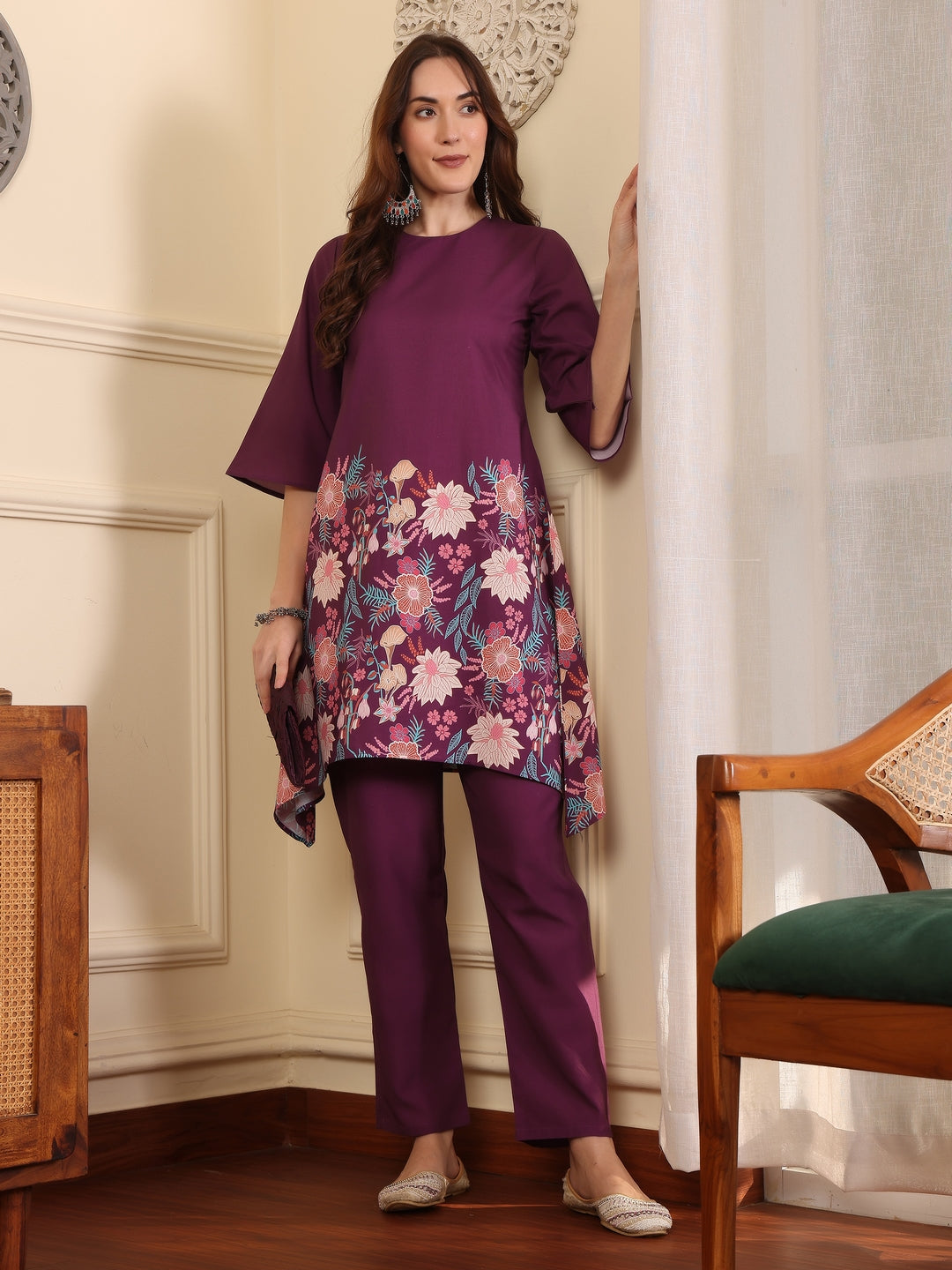 Women Printed Regular Pure Cotton Kurta with Trousers