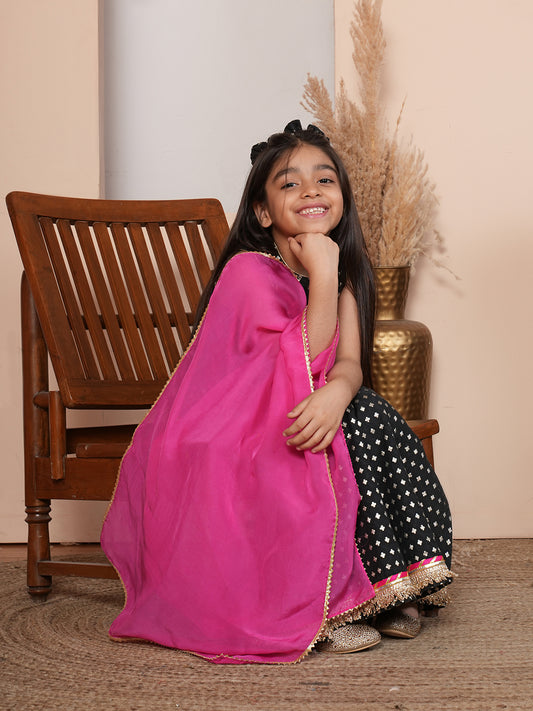 Black brocade top with pant and dupatta