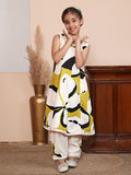 Floral printed white kurta set