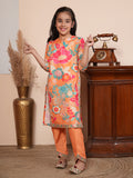 Floral printed orange kurta set
