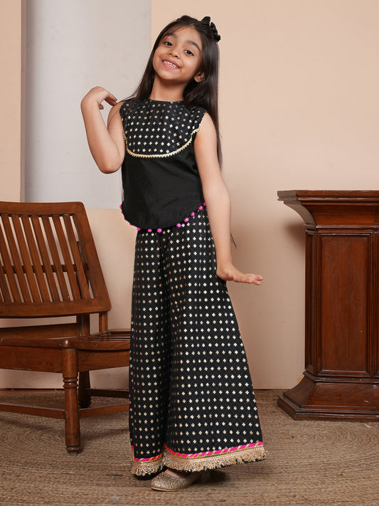 Black brocade top with pant and dupatta
