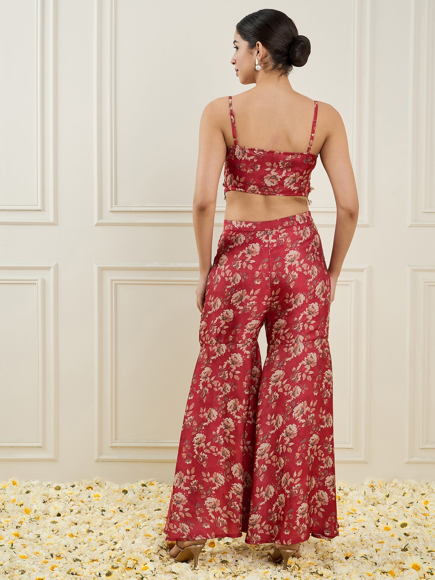 Printed Top & Palazzo With Shrug Co-Ords