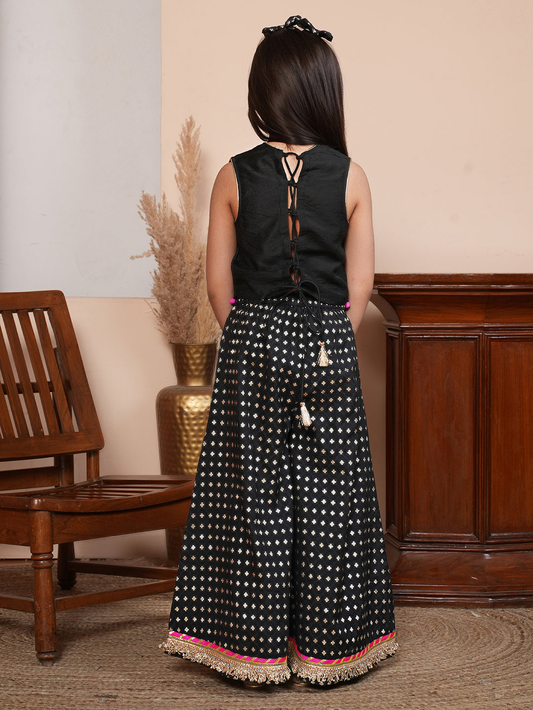 Black brocade top with pant and dupatta
