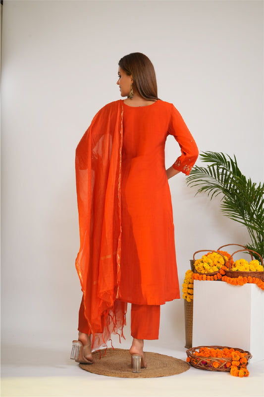 Women Ethnic Motifs Embroidered A-Line Kurta with Trousers & Dupatta