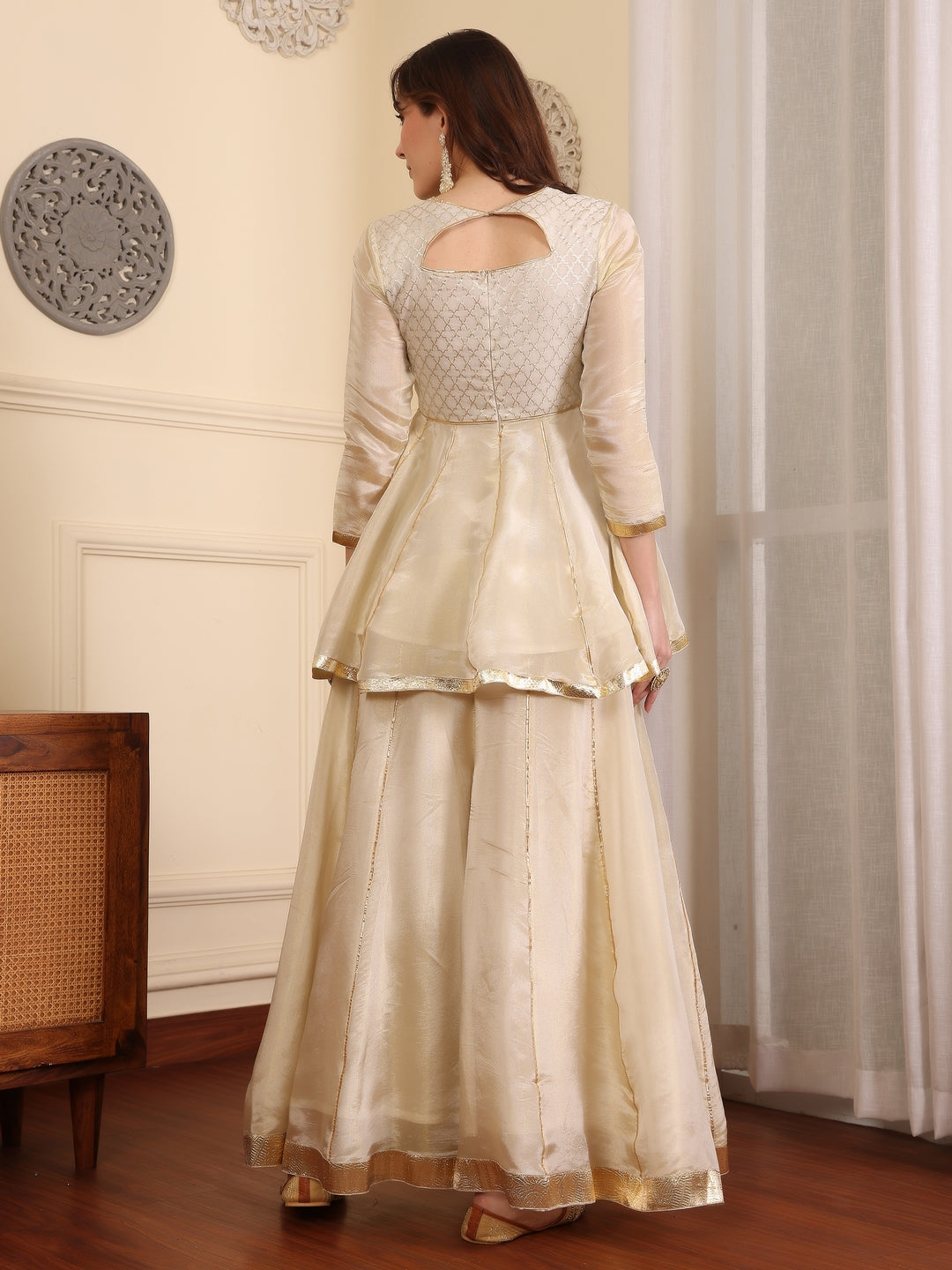 Women Yoke Design Empire Kurti with Palazzos & With Dupatta