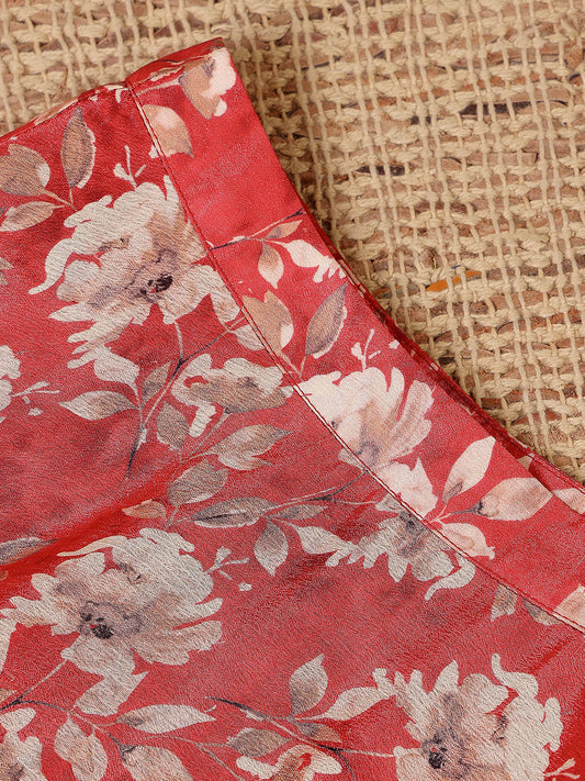 ADORNIA Girls Floral Printed Cold-Shoulder Sleeves Lehenga And Choli