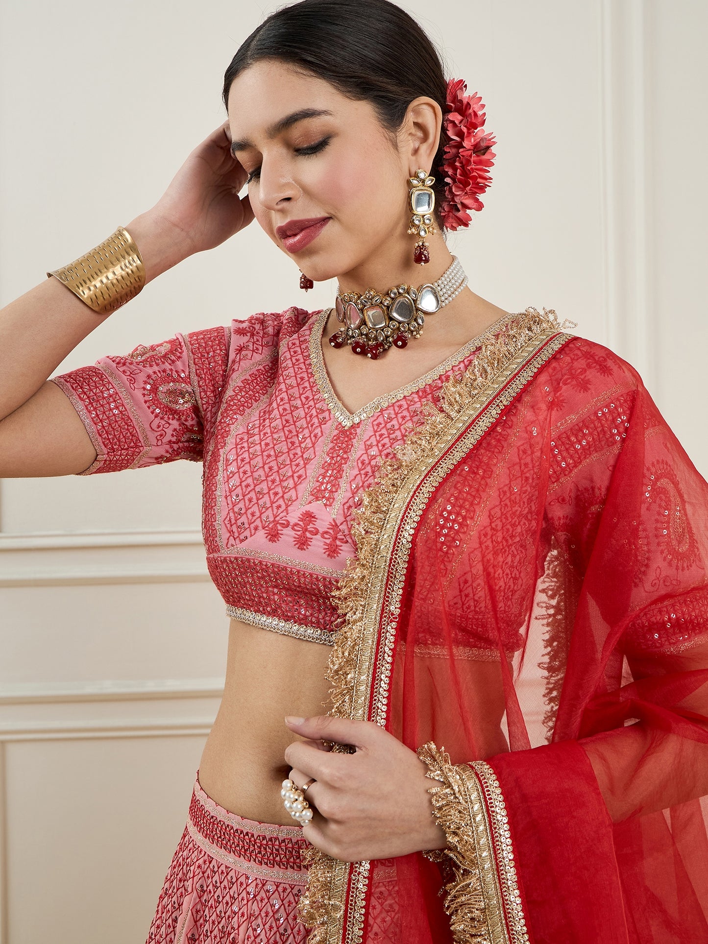 Embroidered Sequinned Ready to Wear Lehenga & Blouse With Dupatta