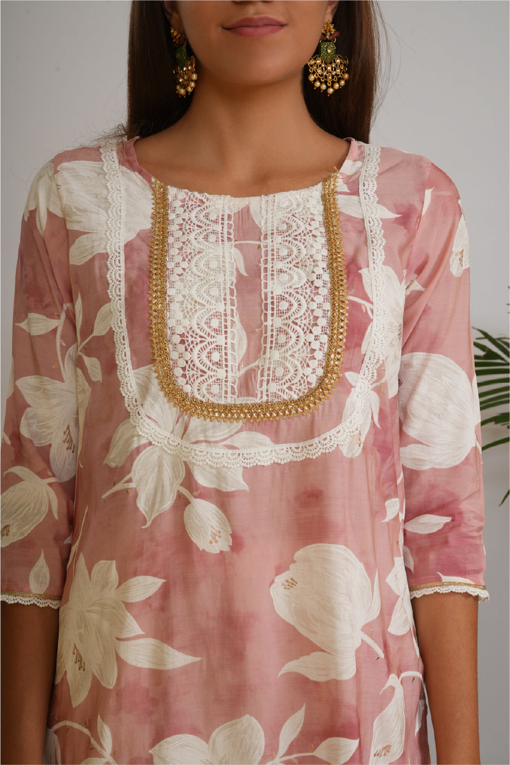 Women Floral Print Gotta Patti Pure Cotton Kurta with Trousers & Dupatta