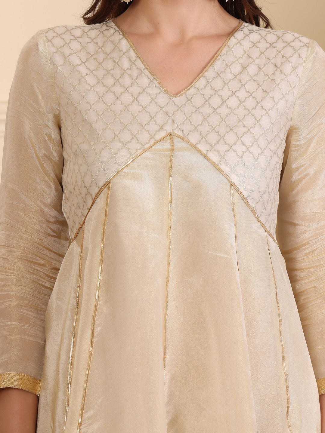 Women Yoke Design Empire Kurti with Palazzos & With Dupatta