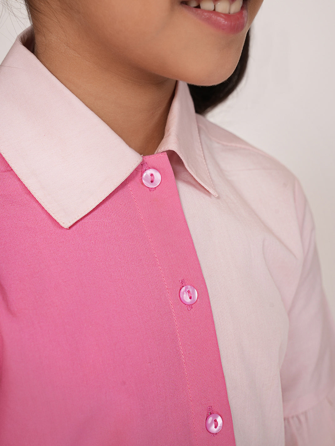 Pink colour blocked dress