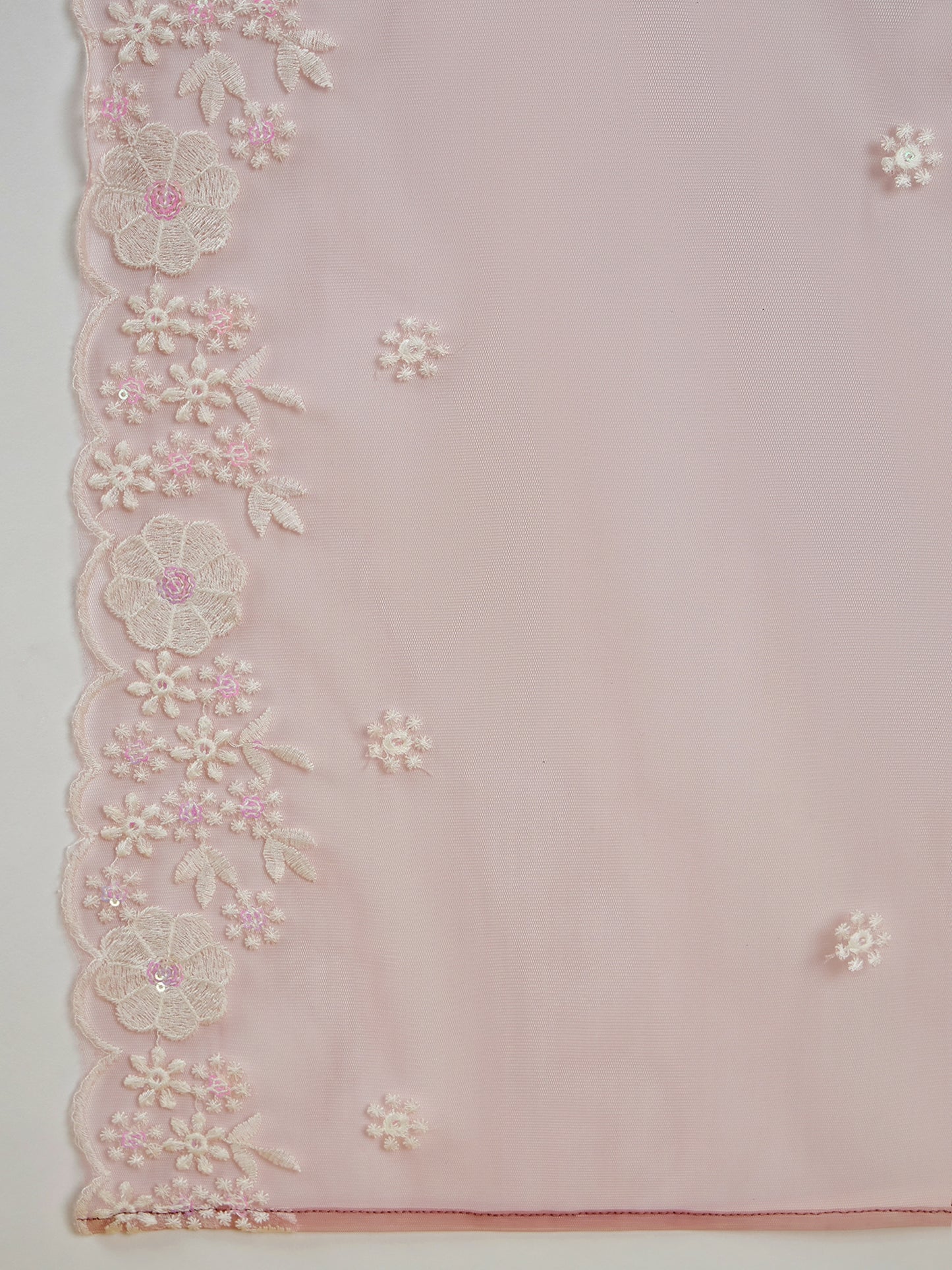 Floral Embroidered V-Neck Regular Straight Kurta With Trousers & Dupatta