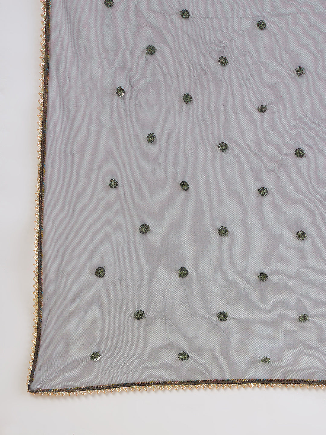 Women Floral Embroidered Angrakha Sequinned Kurta with Trousers & With Dupatta