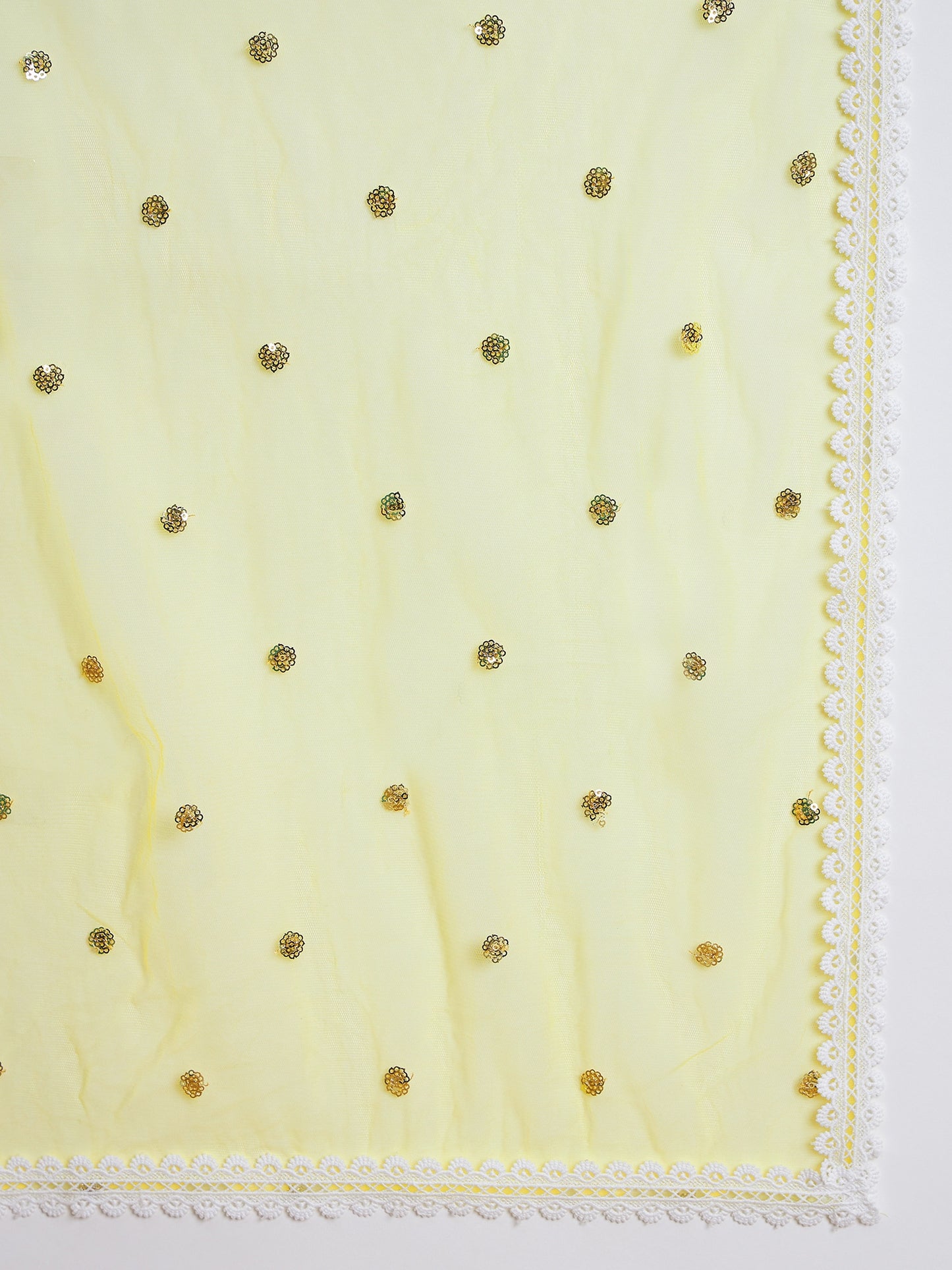 Embroidered Notch Neck Sequinned Straight Kurta With Trousers & Dupatta