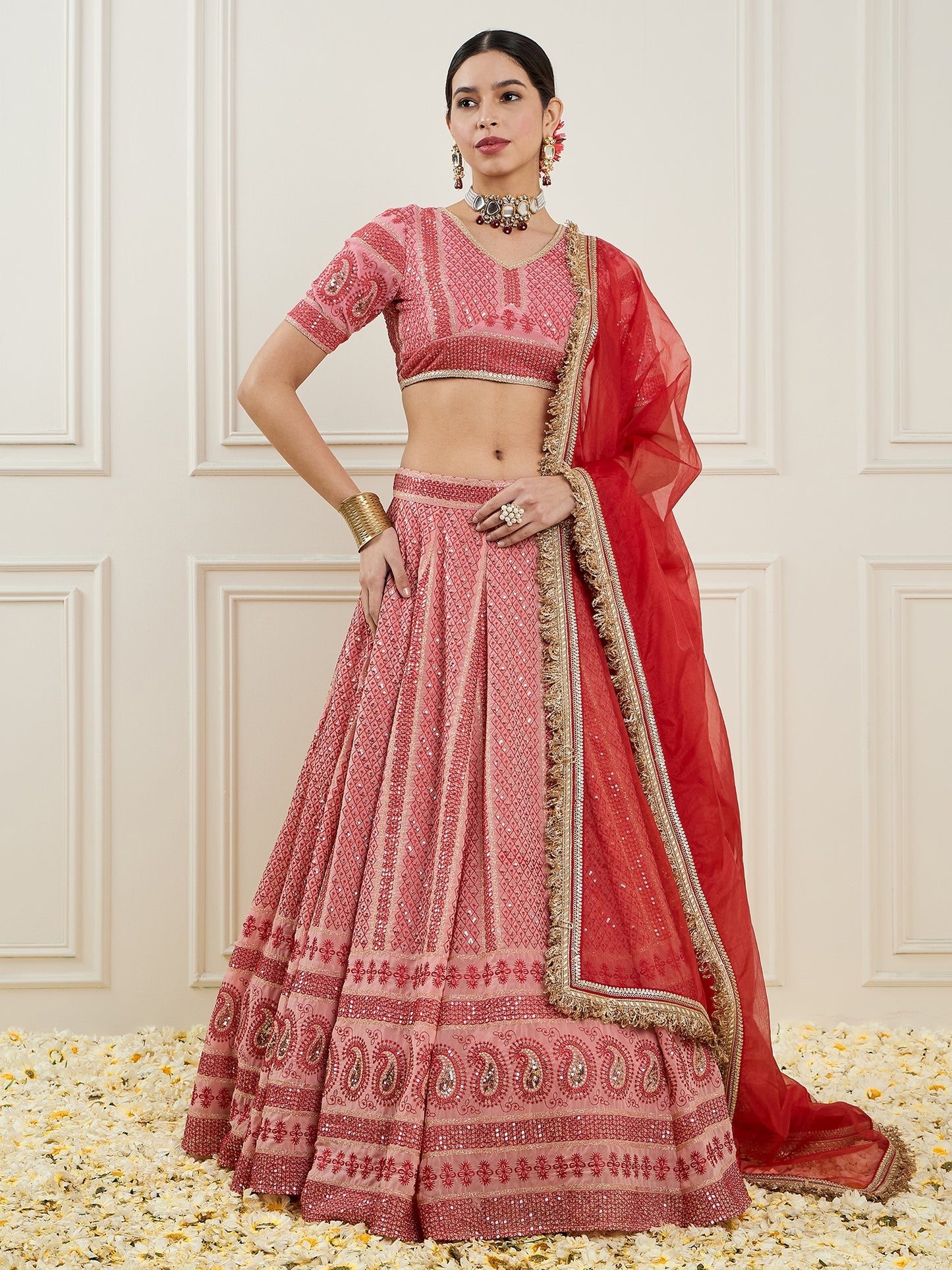 Embroidered Sequinned Ready to Wear Lehenga & Blouse With Dupatta