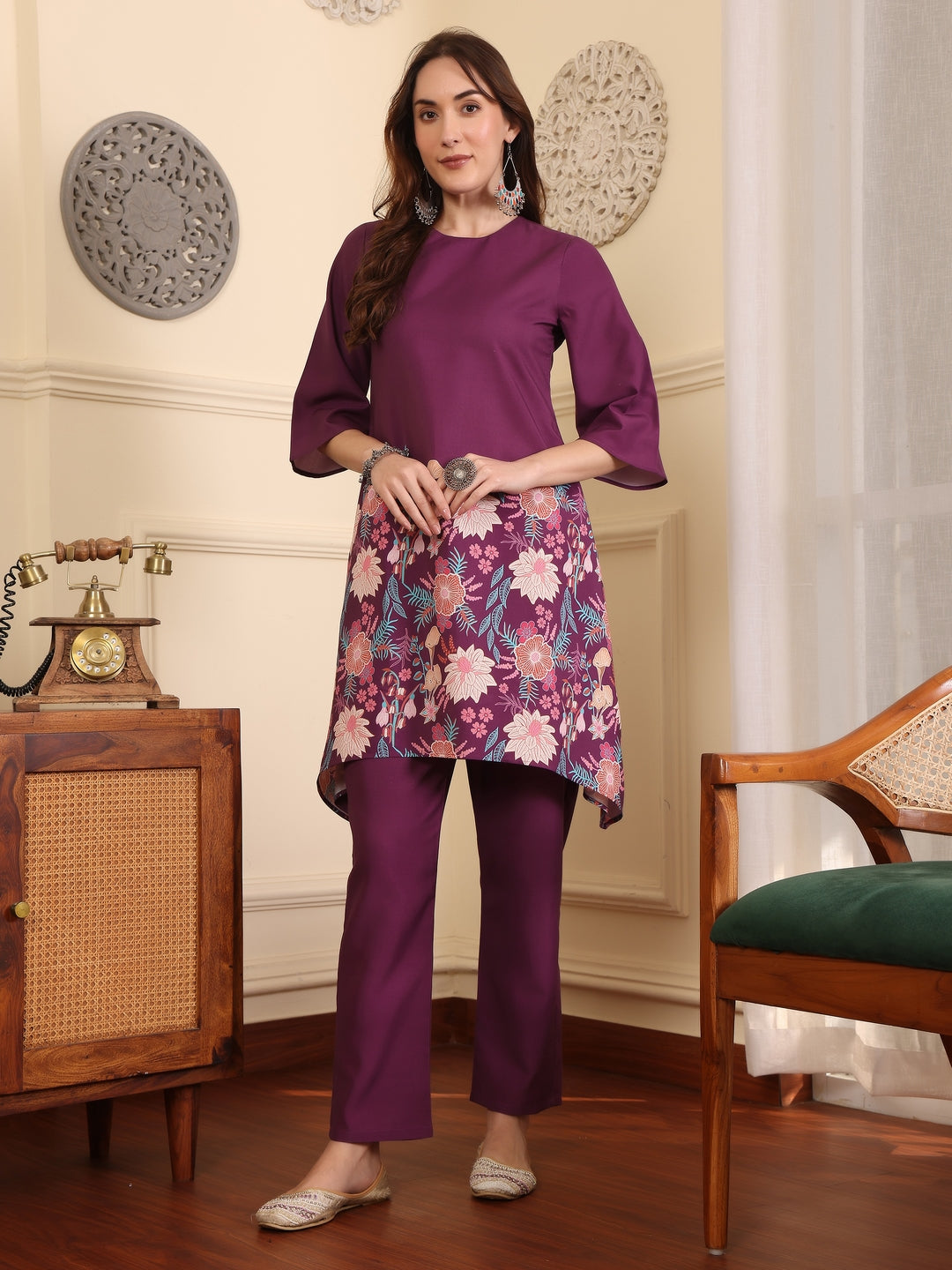 Women Printed Regular Pure Cotton Kurta with Trousers