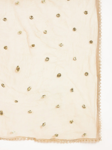 Floral Embroidered Empire Sequinned Kurta With Churidar & Dupatta