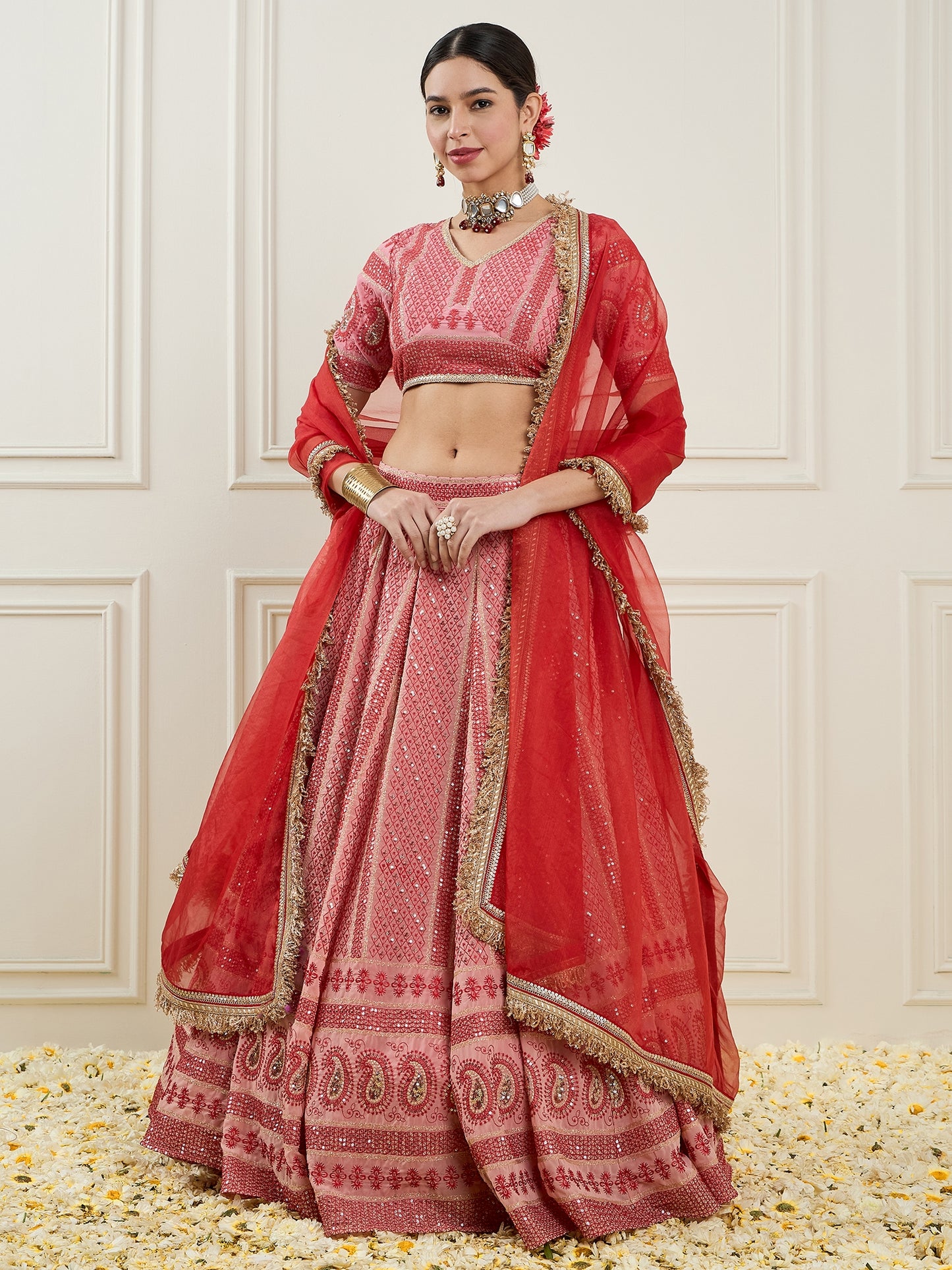 Embroidered Sequinned Ready to Wear Lehenga & Blouse With Dupatta