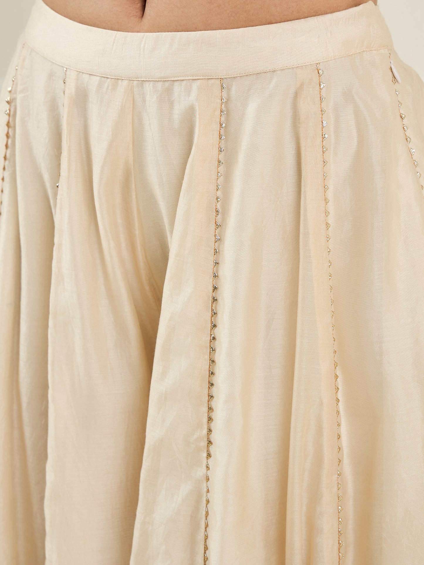 Embroidered Round Neck Top With Palazzos