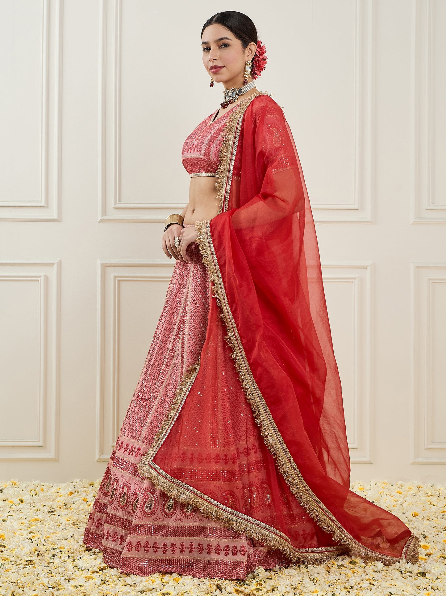 Embroidered Sequinned Ready to Wear Lehenga & Blouse With Dupatta