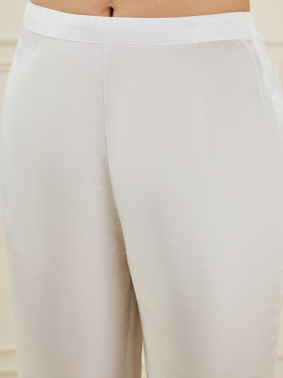 Ethnic Motifs Regular Chanderi Silk Kurta With Trousers & Dupatta