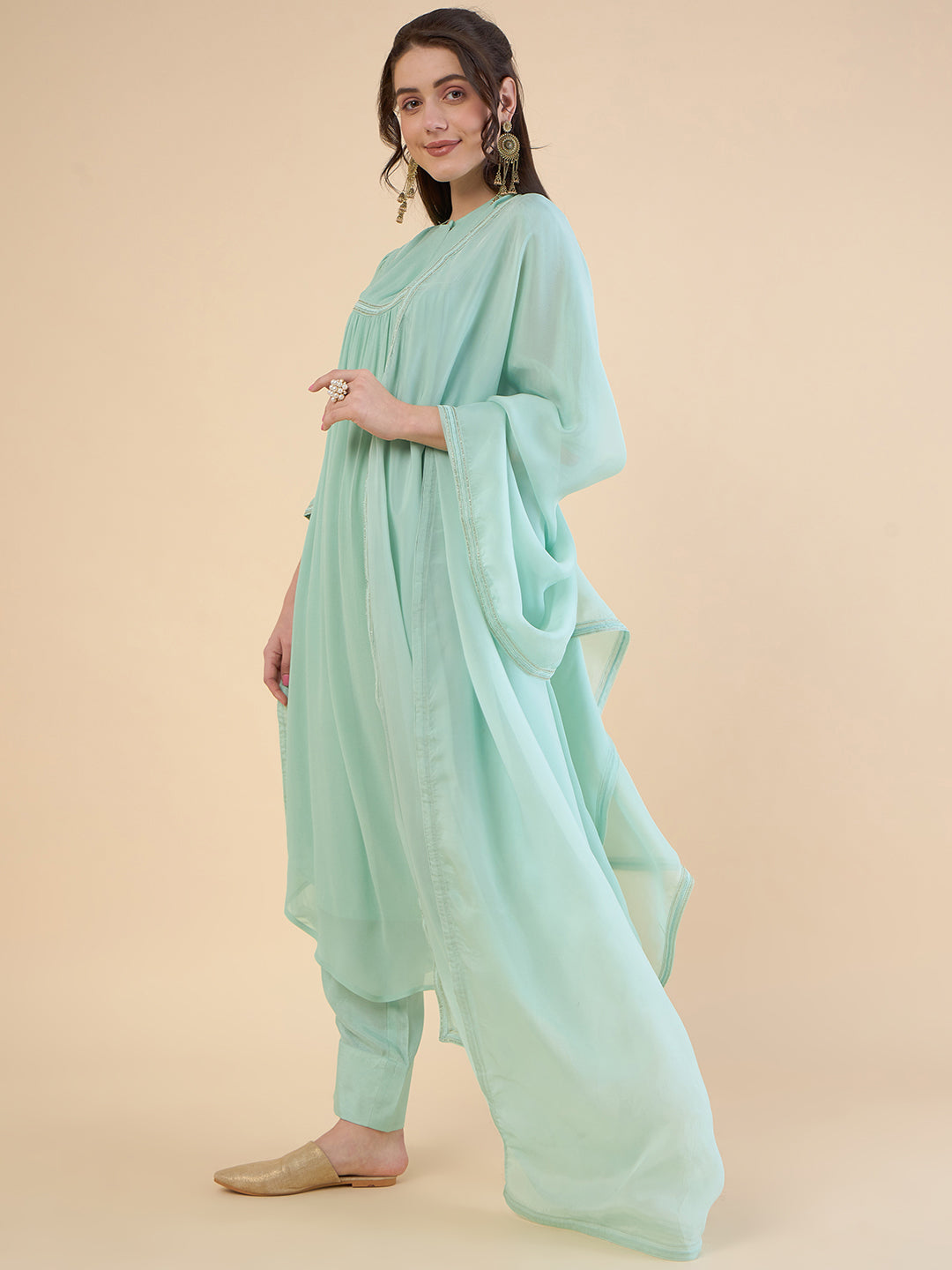 Empire Kurta with Dhoti Pants & With Dupatta