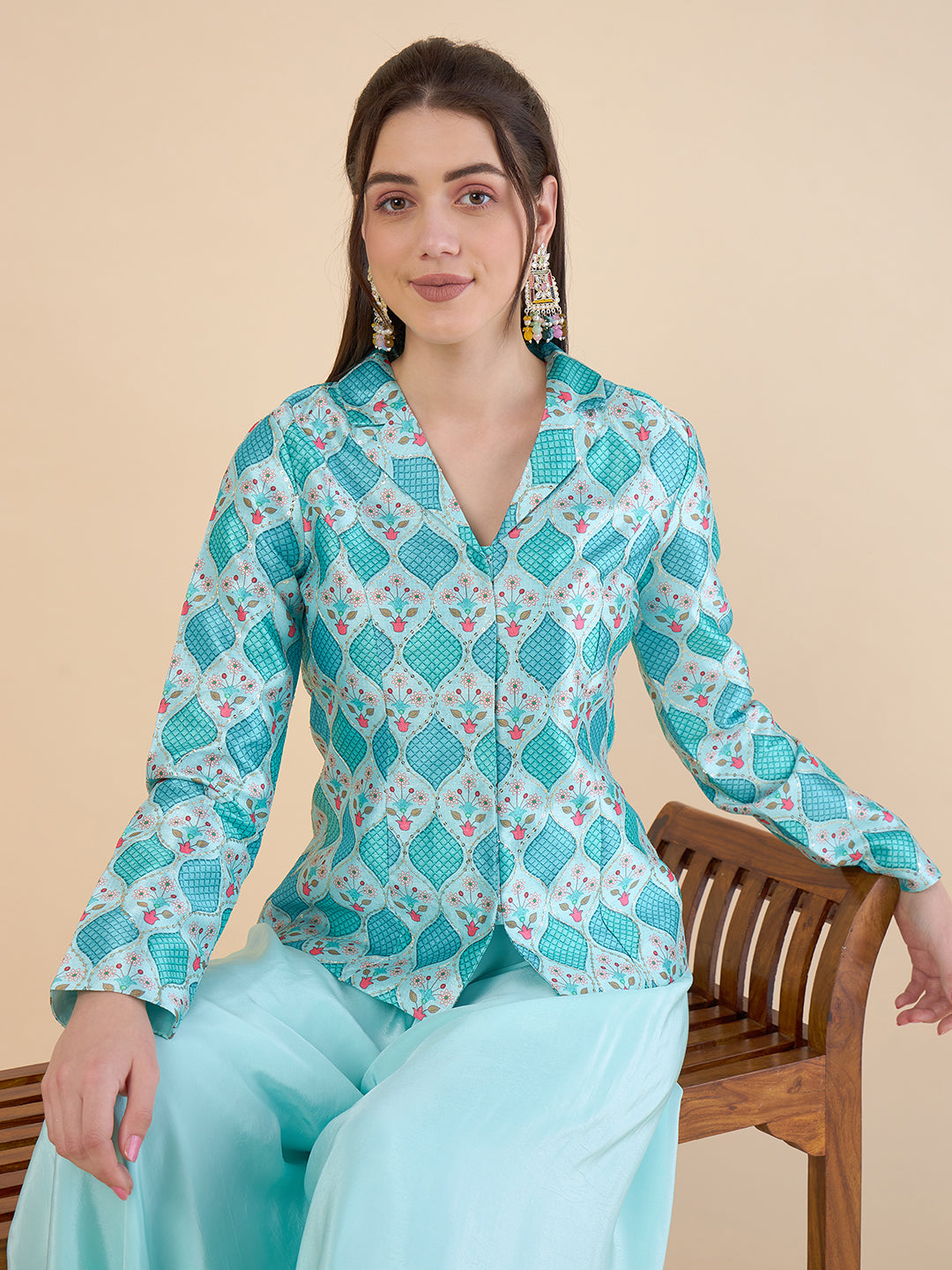 Printed Ethnic Jacket With Palazzos