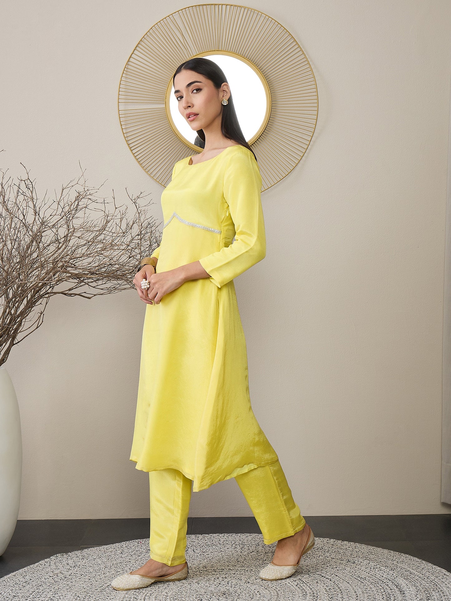 Women Panelled Kurta with Trousers