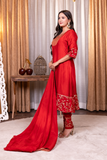 A line embroiderd kurta with pant and dupatta