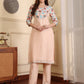 Floral Printed Sequinned Straight Kurta With Trouser And Dupatta