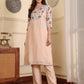 Floral Printed Sequinned Straight Kurta With Trouser And Dupatta