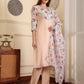 Floral Printed Sequinned Straight Kurta With Trouser And Dupatta