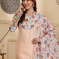 Floral Printed Sequinned Straight Kurta With Trouser And Dupatta
