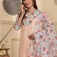 Floral Printed Sequinned Straight Kurta With Trouser And Dupatta