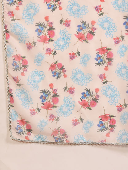 Floral Printed Sequinned Straight Kurta With Trouser And Dupatta