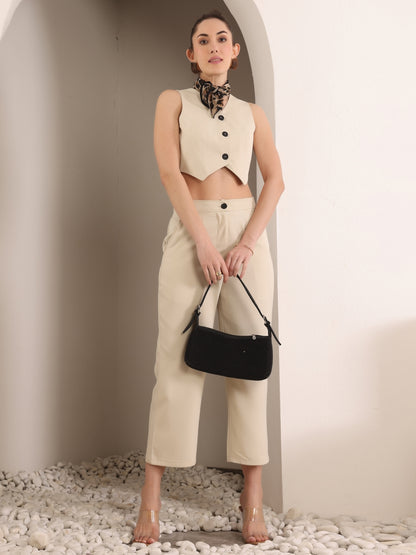 V Neck Waistcoat With Trousers