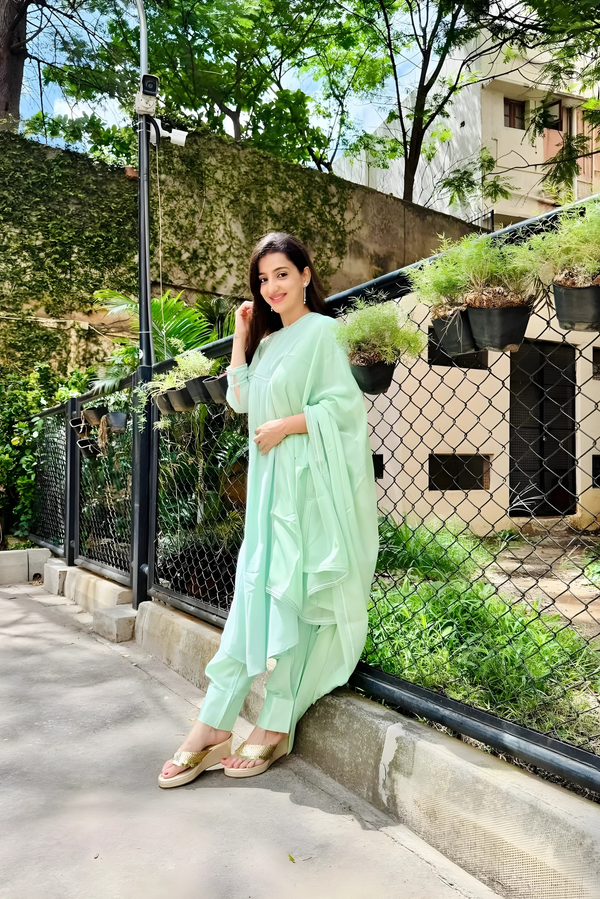 Empire Kurta with Dhoti Pants & With Dupatta